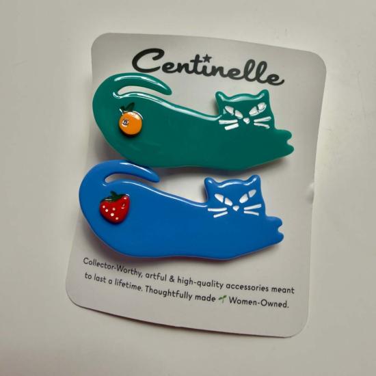  센티넬 헤어 액세서리 과일 고양이 헤어 클립 듀오 - CENTINELLE