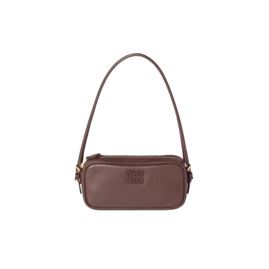 26FW 미우미우 로고 레더 토트백 ULT 010457 MARRON TU BURGUNDY