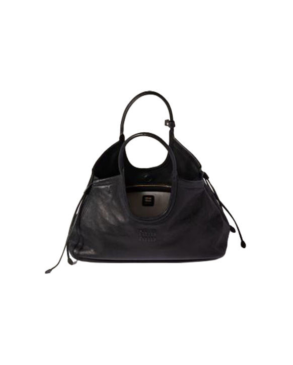 26FW 미우미우 로고 레더 토트백 ULT 010706 NOIR TU BLACK - MIU MIU