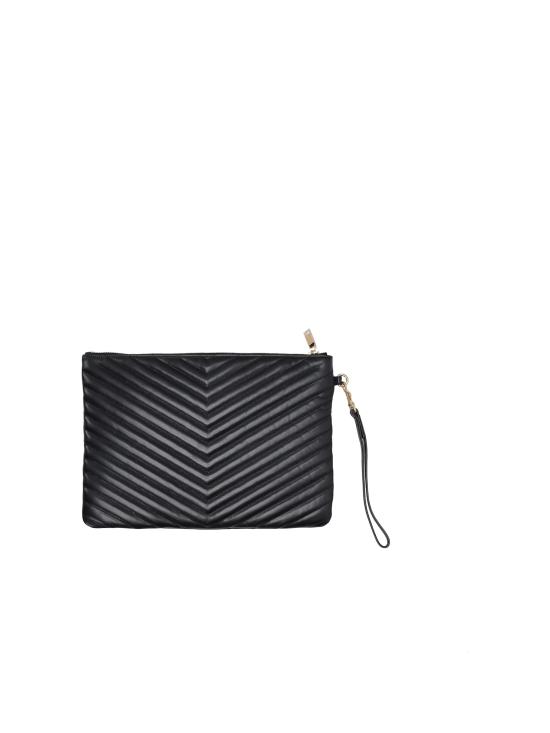 26FW 생로랑 퀼티드 레더 골드 모노그램 카산드라 마틀라세 태블릿 파우치 559193CWU01 1000 NERO - SAINT LAURENT