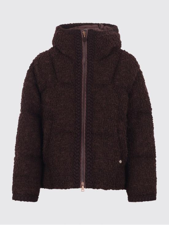 26FW 몽클레어 크리스탈린 후드 울 쇼트 다운 재킷 L20931A00231599VV 262 Brown