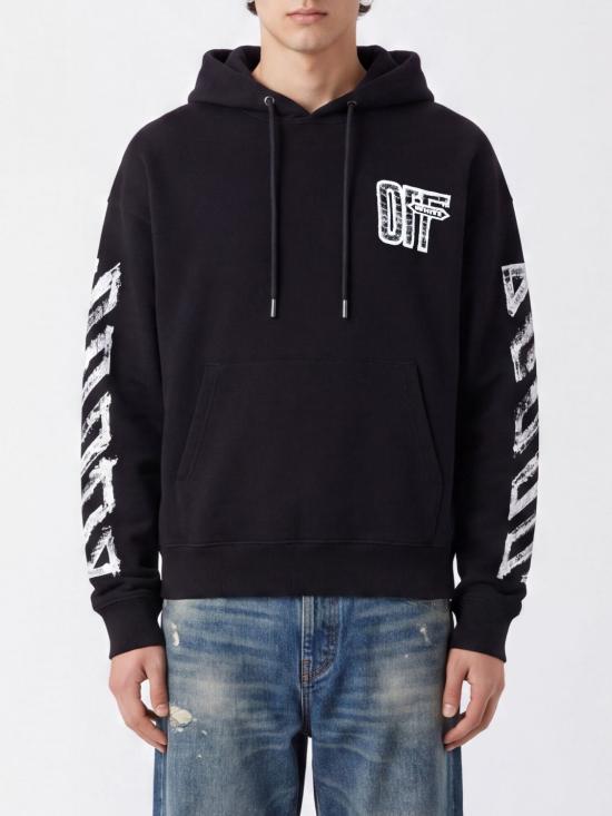 26FW 오프화이트 긴팔 티셔츠 OMBB085F26FLE00L00 001 Black
