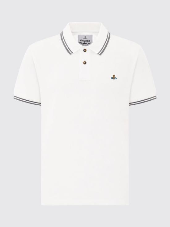 26FW 비비안웨스트우드 스크리블 체크 코튼 반팔 폴로 셔츠 2H01000YJ00AU A401 White - VIVIENNE WESTWOOD