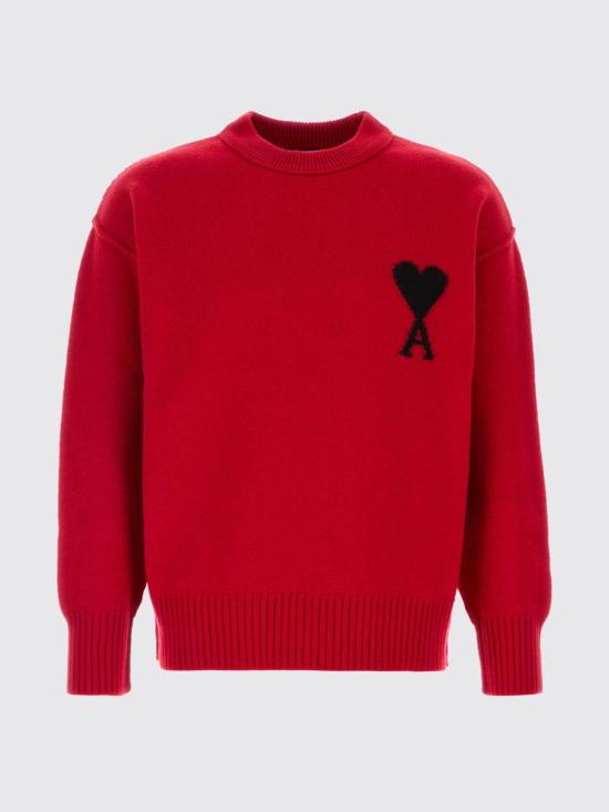 26FW 아미 빅 하트 울 크루넥 스웨터 UKS838018 A252 Red - AMI