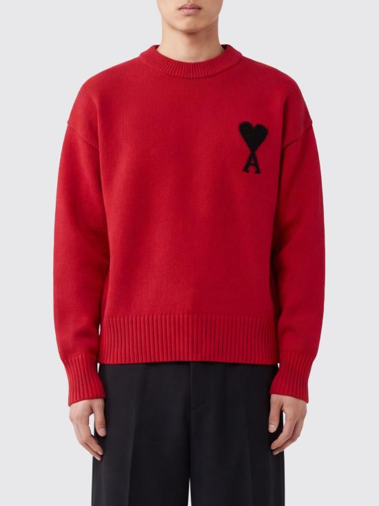 26FW 아미 빅 하트 울 크루넥 스웨터 UKS838018 A252 Red