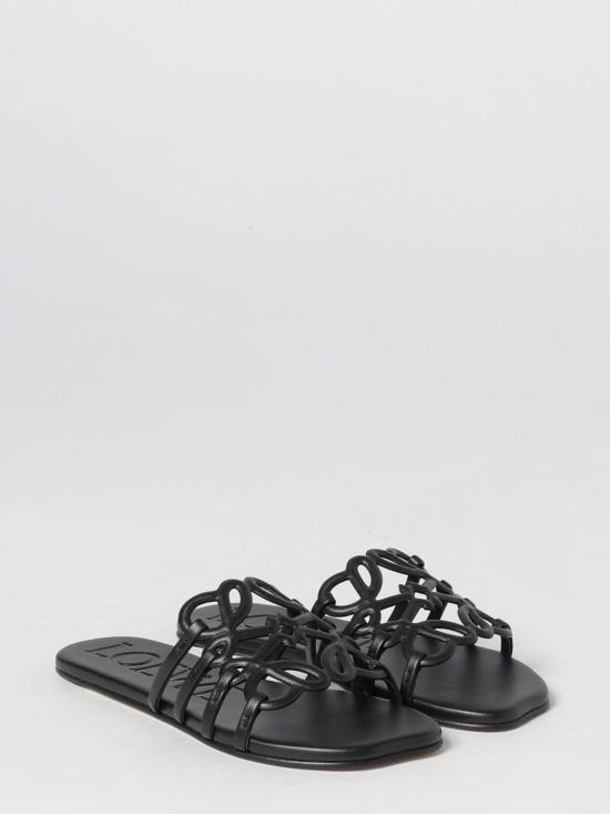 26FW 로에베 페탈 애너그램 소프트 카프스킨 슬라이드 LPEA465X06 1100 Black - LOEWE