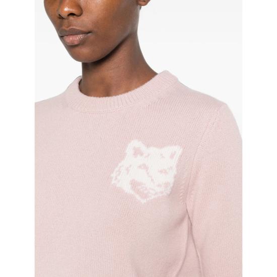 26FW 메종키츠네 폭스 헤드 인타르시아 메리노 스웨터 NW00808KM0329 MPIEC PINK - MAISON KITSUNE