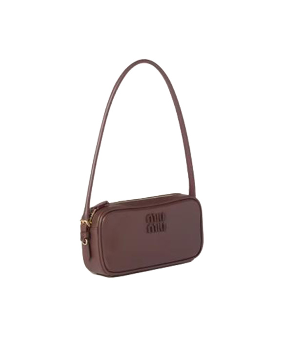 26FW 미우미우 로고 레더 토트백 ULT 010457 MARRON TU BURGUNDY - MIU MIU