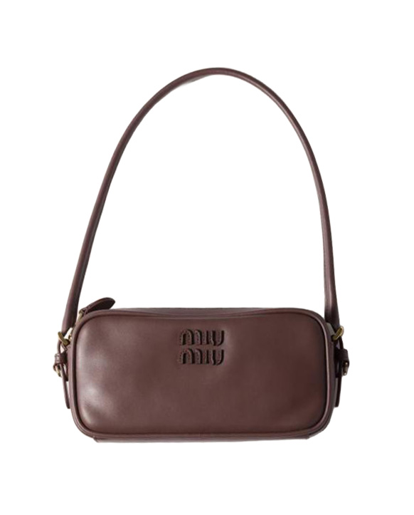 26FW 미우미우 로고 레더 토트백 ULT 010457 MARRON TU BURGUNDY - MIU MIU
