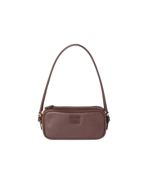 26FW 미우미우 로고 레더 토트백 ULT 010457 MARRON TU BURGUNDY