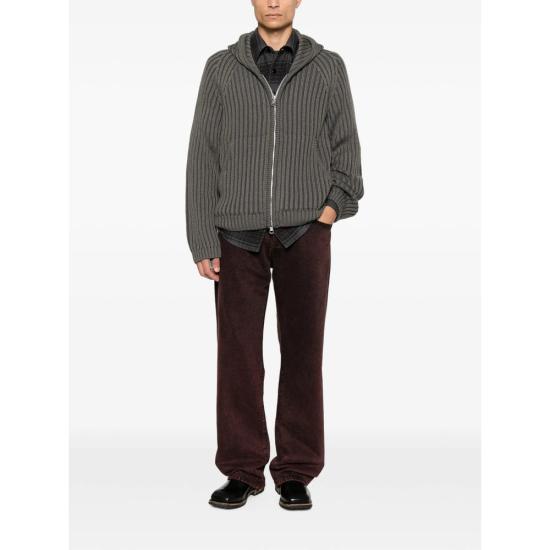 26FW 아워레가시 레벨 리브드 니트 후드 집업 M4263LS SAGE GRAY - OUR LEGACY
