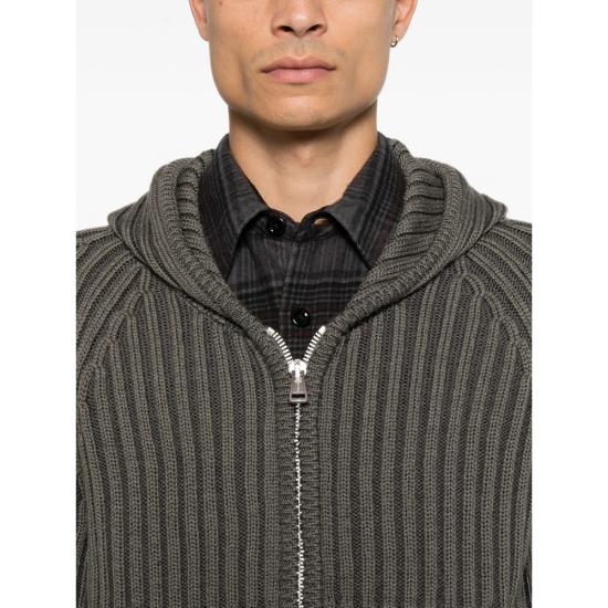 26FW 아워레가시 레벨 리브드 니트 후드 집업 M4263LS SAGE GRAY - OUR LEGACY