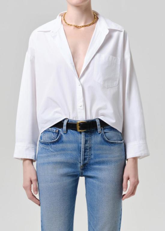  씨오에이치 블라우스 Coh Petit Ami Poplin Shirt Optic White