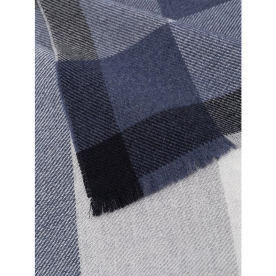 26FW 브루넬로 쿠치넬리 울&캐시미어 트윌 체크 스카프 MSC666AG CD061 BLUE - BRUNELLO CUCINELLI