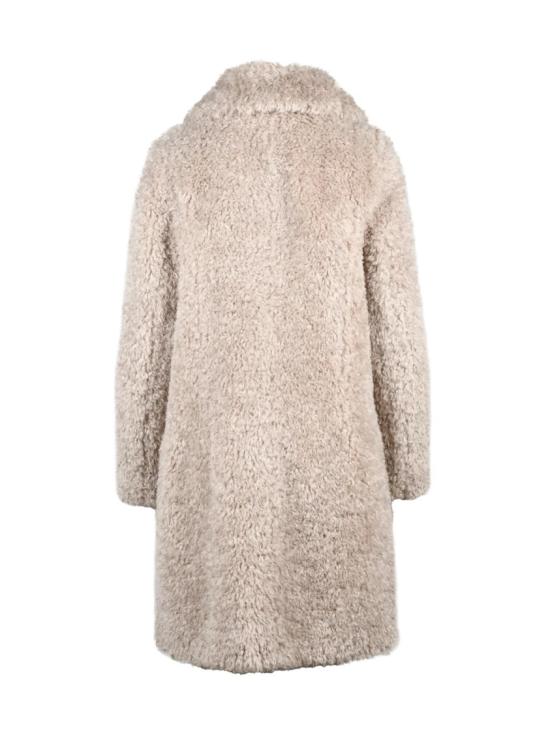 25FW 에르노 코트 클래식 칼라와 스냅 단추 여밈이 있는 부드러운 베이지색 테디 - HERNO