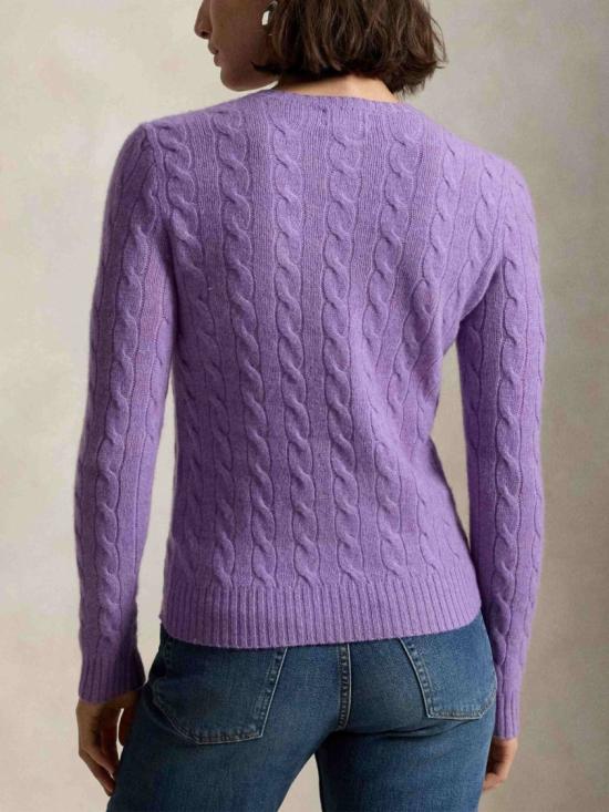 26FW 폴로 랄프로렌 폴로 자수 케이블 니트 스웨터 211971865502 Purple - POLO RALPH LAUREN