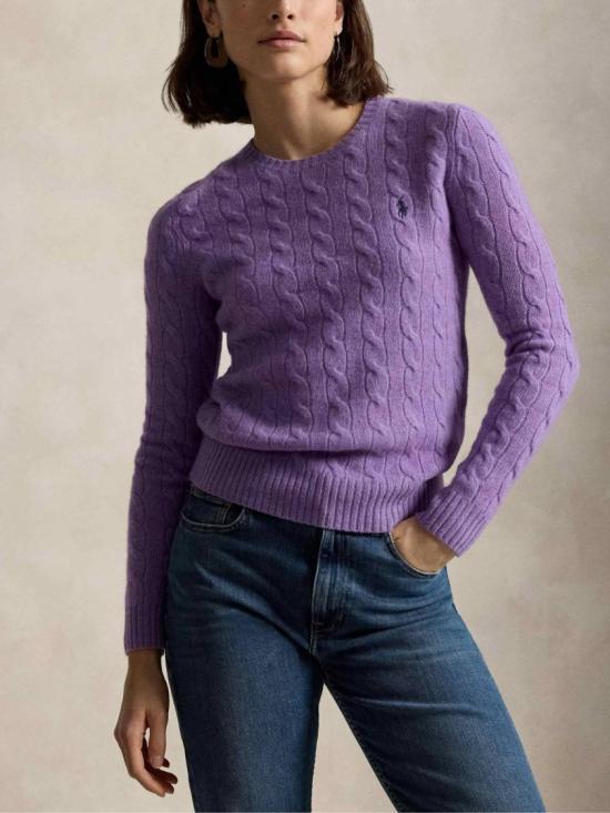 26FW 폴로 랄프로렌 폴로 자수 케이블 니트 스웨터 211971865502 Purple - POLO RALPH LAUREN