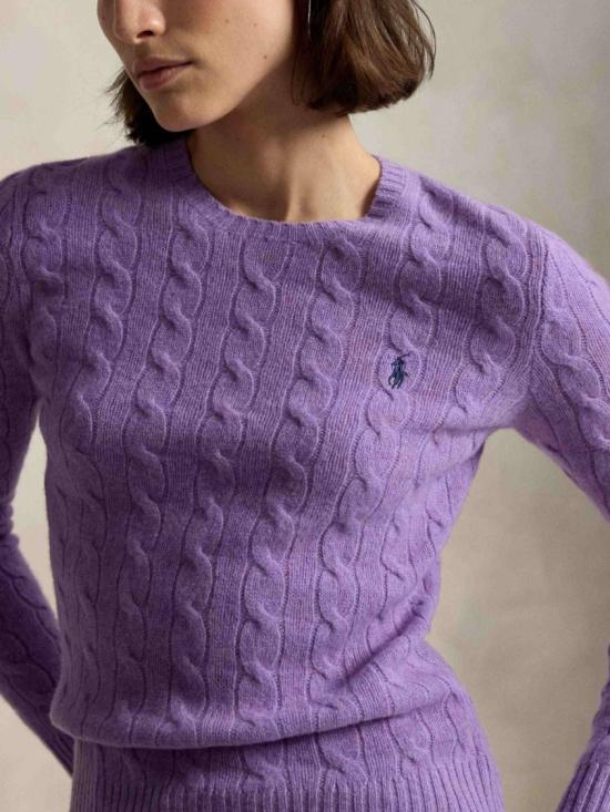 26FW 폴로 랄프로렌 폴로 자수 케이블 니트 스웨터 211971865502 Purple - POLO RALPH LAUREN