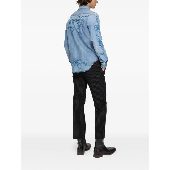 26SS 아크네 스튜디오 자수 데님 셔츠 BB0684 BLUE - ACNE STUDIOS