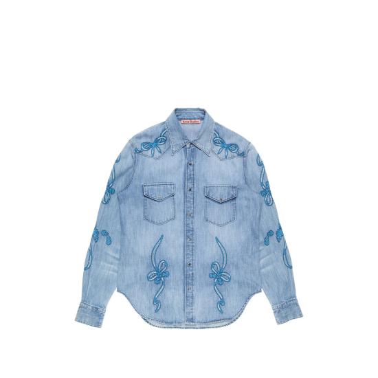 26SS 아크네 스튜디오 자수 데님 셔츠 BB0684 BLUE