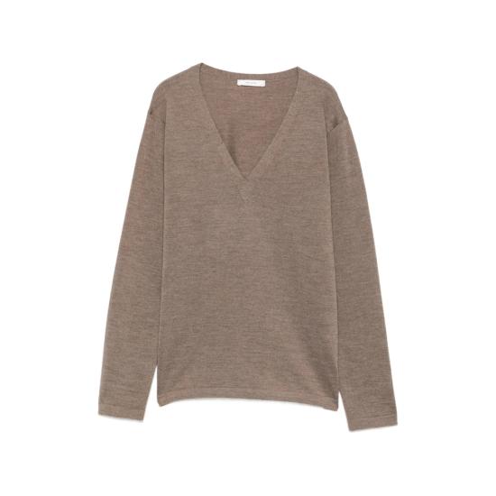 26FW 더로우 V넥 긴팔 니트 스웨터 R000702 Y1026 TPM BROWN
