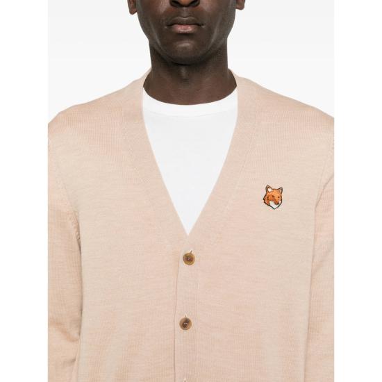 26SS 메종키츠네 폭스 헤드 메리노 레귤러 가디건 PM00501KT1181 ROAST BEIGE - MAISON KITSUNE