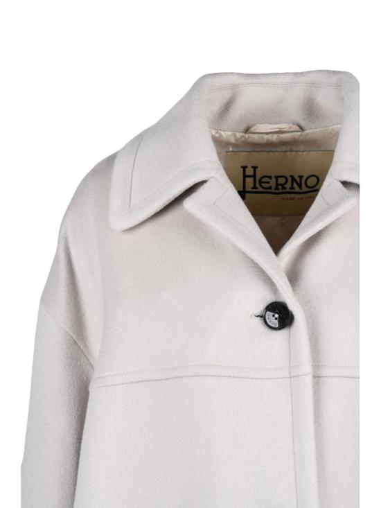 25FW 에르노 코트 우아한 버튼 여밈이 있는 중간 길이의 버진 울 - HERNO