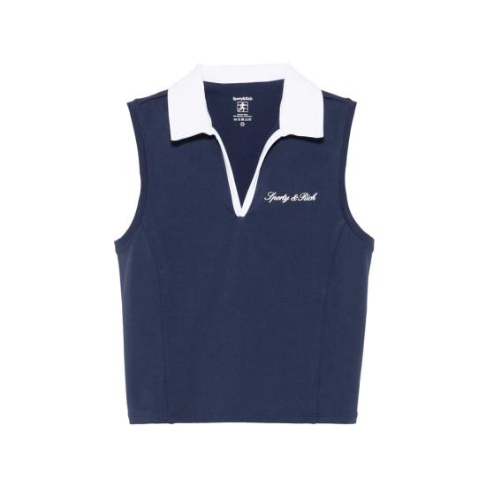 26FW 스포티앤리치 폴로 티셔츠 TO02475326BL DKNAW NAVY