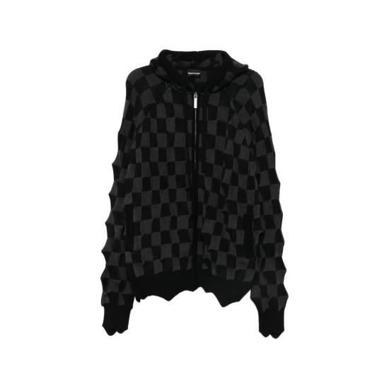26SS 매드프렌지 후드 티셔츠 SPIKED CHESS BLACK
