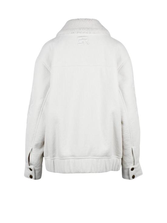 25FW 에르마노 피렌제 자켓 지퍼와 스냅 단추 여밈이 있는 부드러운 흰색 벨벳 재킷 - ERMANNO FIRENZE