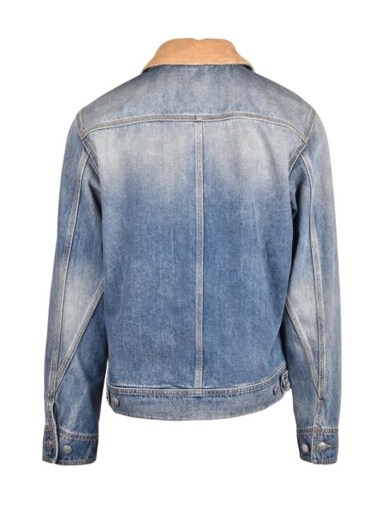25FW 알렉산더 맥퀸 데님 독특한 가죽 칼라가 있는 연한 파란색  재킷 - ALEXANDER MCQUEEN
