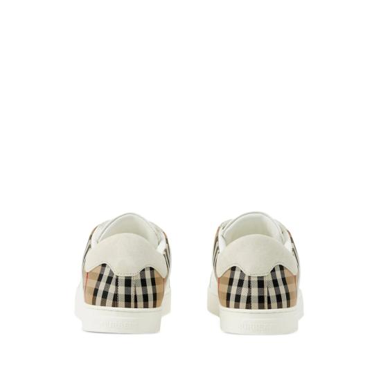 26FW 버버리 레더 스웨이드 체크 스니커즈 8069089 MF STEVIE A9022 WHITE - BURBERRY