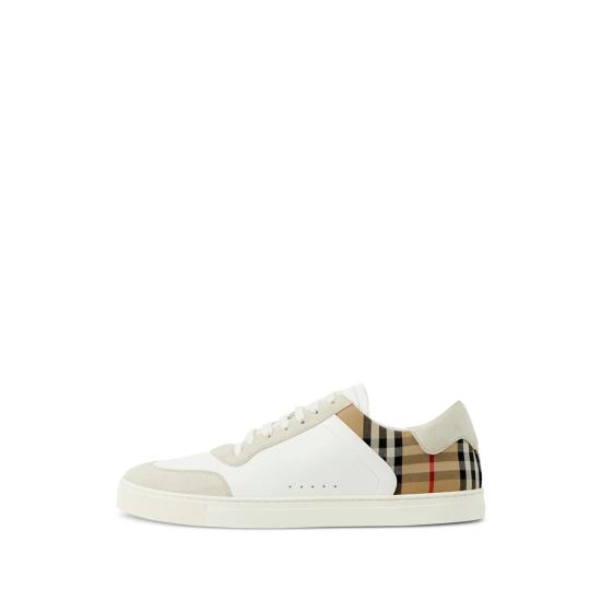 26FW 버버리 레더 스웨이드 체크 스니커즈 8069089 MF STEVIE A9022 WHITE - BURBERRY