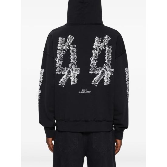 26SS 44레이블 후드 티셔츠 B0030612 FA580 P783 BLACK - 44 LABEL