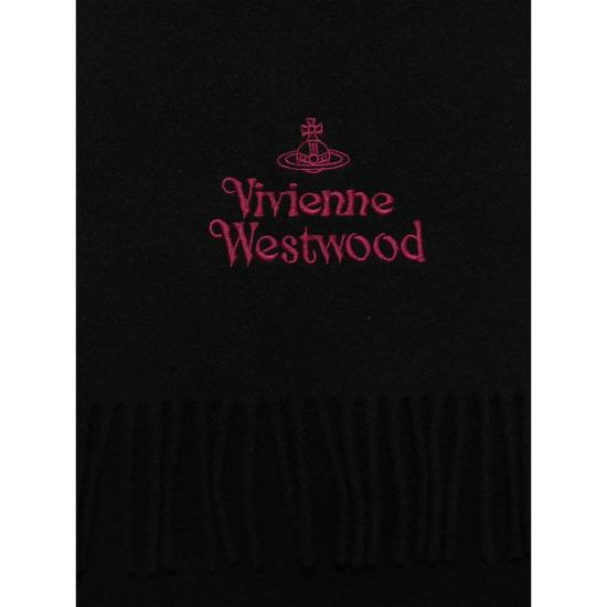 26FW 비비안웨스트우드 자수 로고 머플러 81030007 W00Q7 N401 BLACK - VIVIENNE WESTWOOD