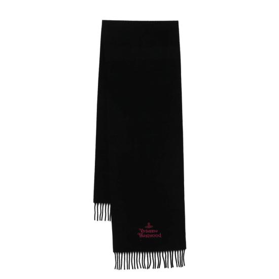26FW 비비안웨스트우드 자수 로고 머플러 81030007 W00Q7 N401 BLACK