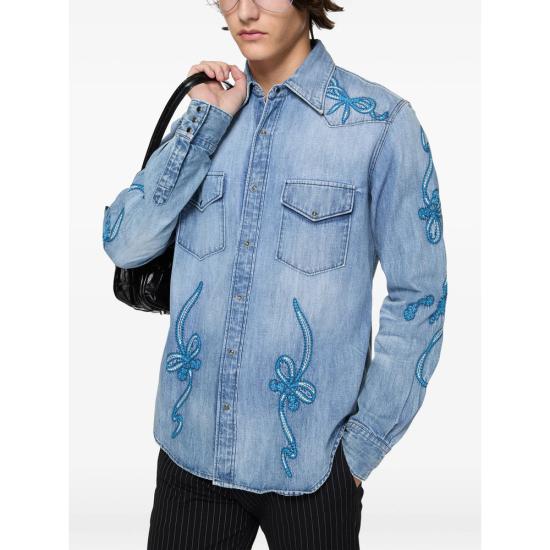 26SS 아크네 스튜디오 자수 데님 셔츠 BB0684 BLUE - ACNE STUDIOS