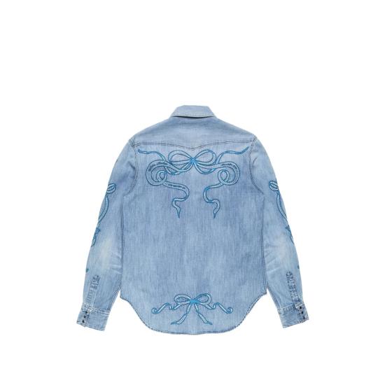 26SS 아크네 스튜디오 자수 데님 셔츠 BB0684 BLUE - ACNE STUDIOS