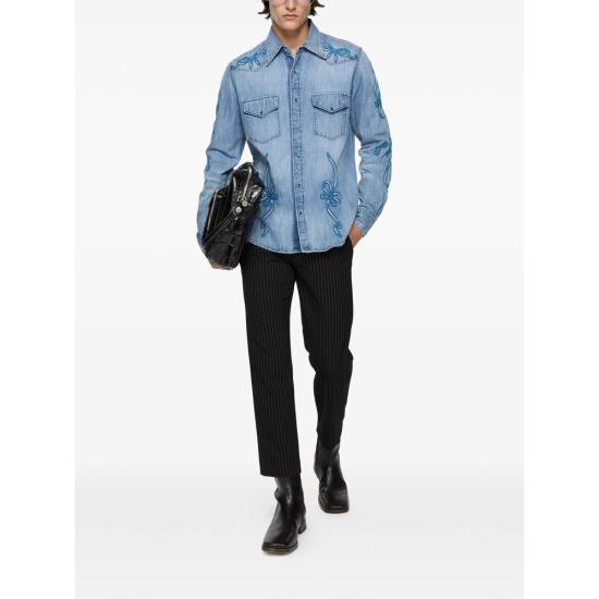 26SS 아크네 스튜디오 자수 데님 셔츠 BB0684 BLUE - ACNE STUDIOS