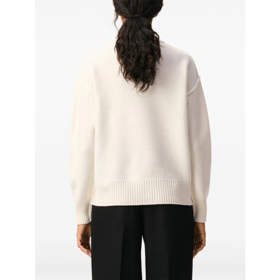 26SS 아미 하트 로고 인타르시아 V넥 가디건 UKC367 018 154 WHITE - AMI