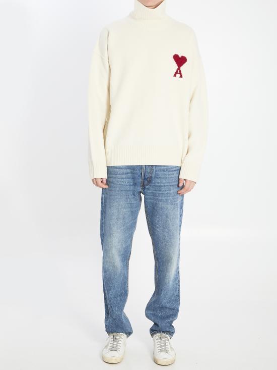 26FW 아미 ADC 터틀넥 스웨터 UKS839 WHITE - AMI