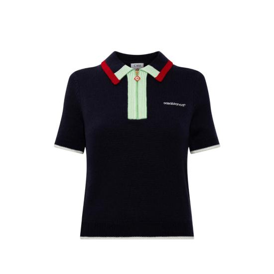 26FW 카사블랑카 폴로 티셔츠 PF26 KW 856 01 NAVY BLUE