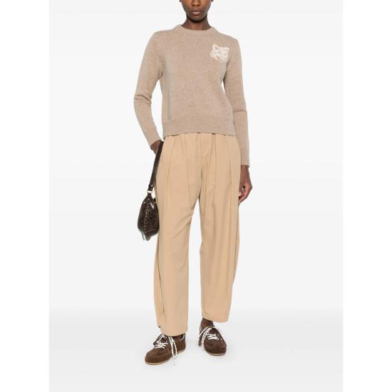 26FW 메종키츠네 폭스 헤드 인타르시아 메리노 스웨터 NW00808KM0329 TAMEB BEIGE - MAISON KITSUNE