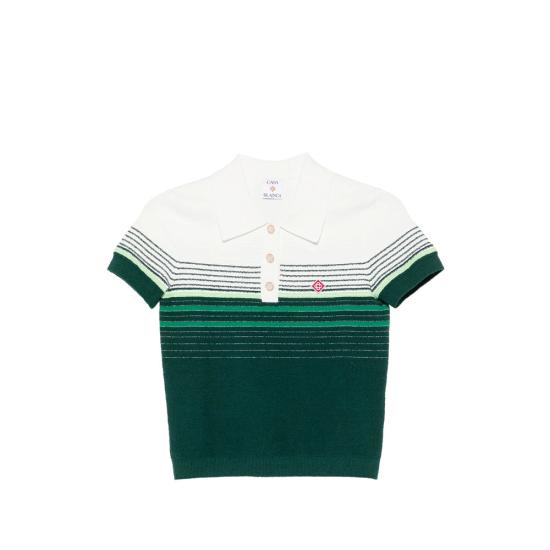 26FW 카사블랑카 폴로 티셔츠 PF26 KW 1395 01 WHGRE GREEN