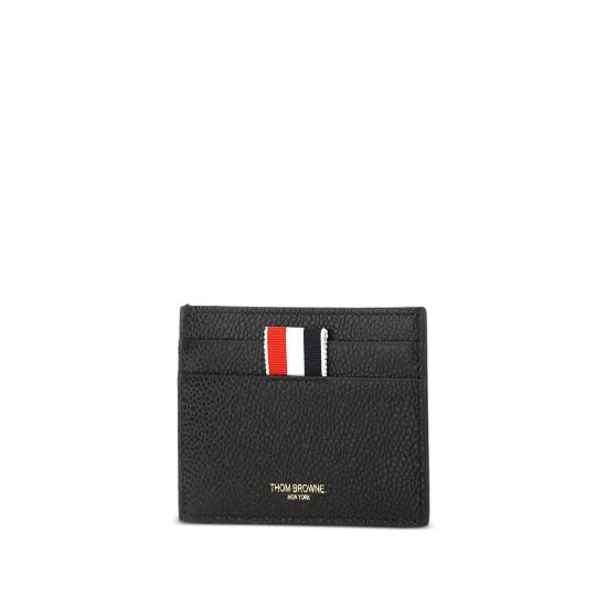 26FW 톰브라운 페블 그레인 레더 스트라이프 싱글 카드 홀더 MAW020L 00198 001 BLACK - THOM BROWNE