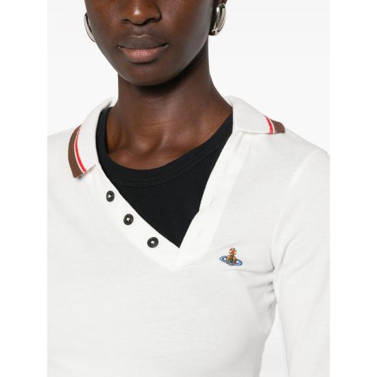 26FW 비비안웨스트우드 폴로 티셔츠 1H010007 J00AU A401 WHITE - VIVIENNE WESTWOOD