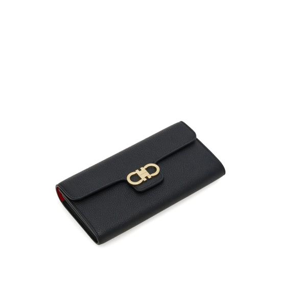 26FW 살바토레 페라가모 간치니 체인 장지갑 220981 0785769 NERED BLACK - SALVATORE FERRAGAMO