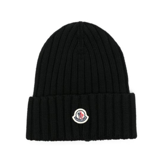 26FW 몽클레어 로고 울 비니 A9327 3B000 36 999 BLACK