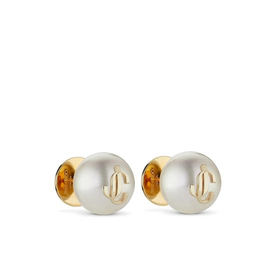 26FW 지미추 이어링 JC PEARL STUDS DXQ GOLWH WHITE - JIMMY CHOO