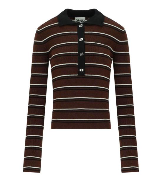 26FW 가니 폴로 티셔츠 A1170004 999 S Brown
